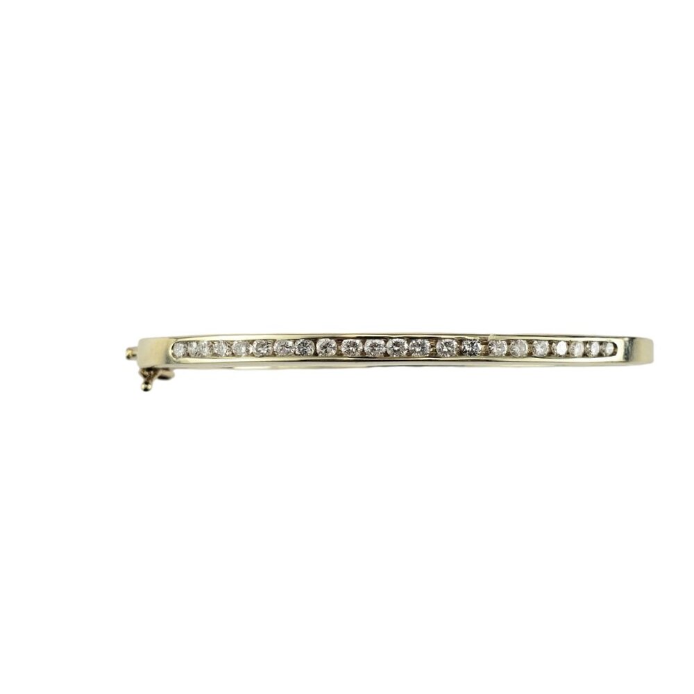 14 Karat Yellow Gold Oval Diamond Bangle Bracelet #19232